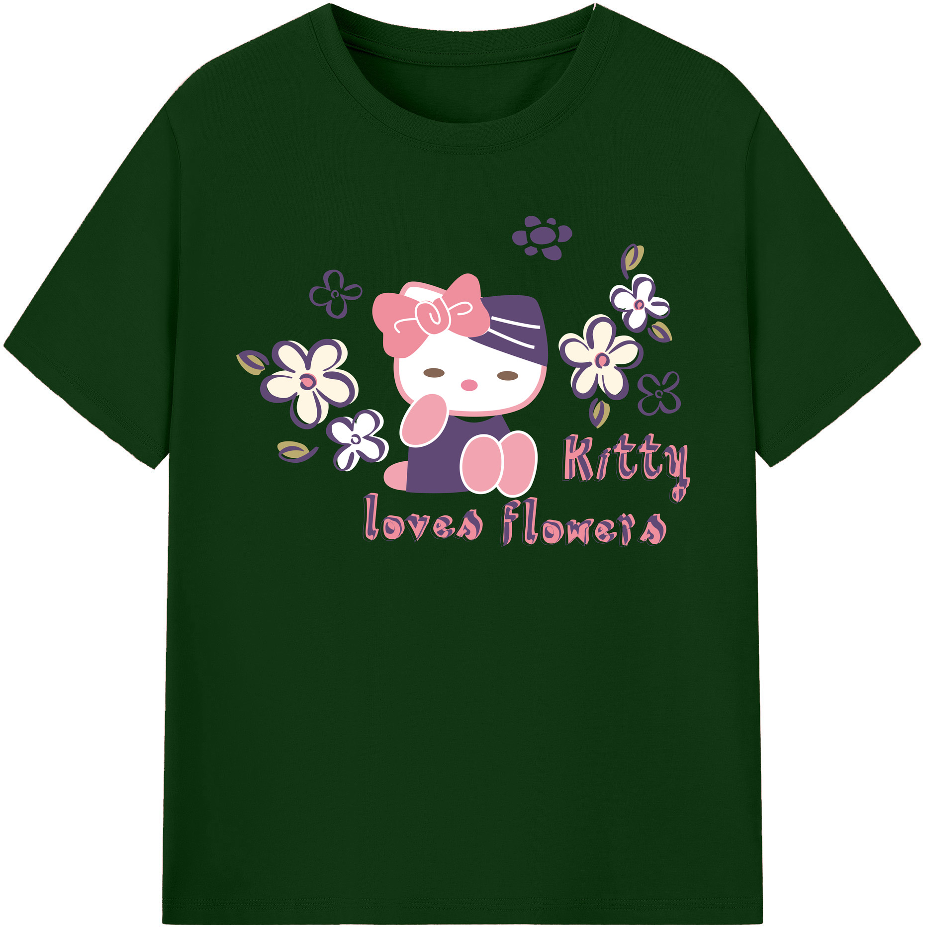 （画像用） Hello Kitty ハローキティ 綿100％半袖Tシャツ（フロントプリント）